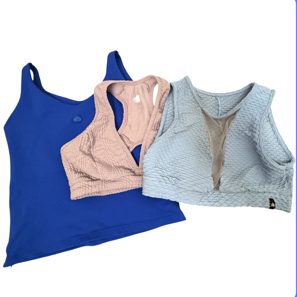 Booty by Brabants Bundle Sports Bras Top Pink Blue One Size Signature Croco